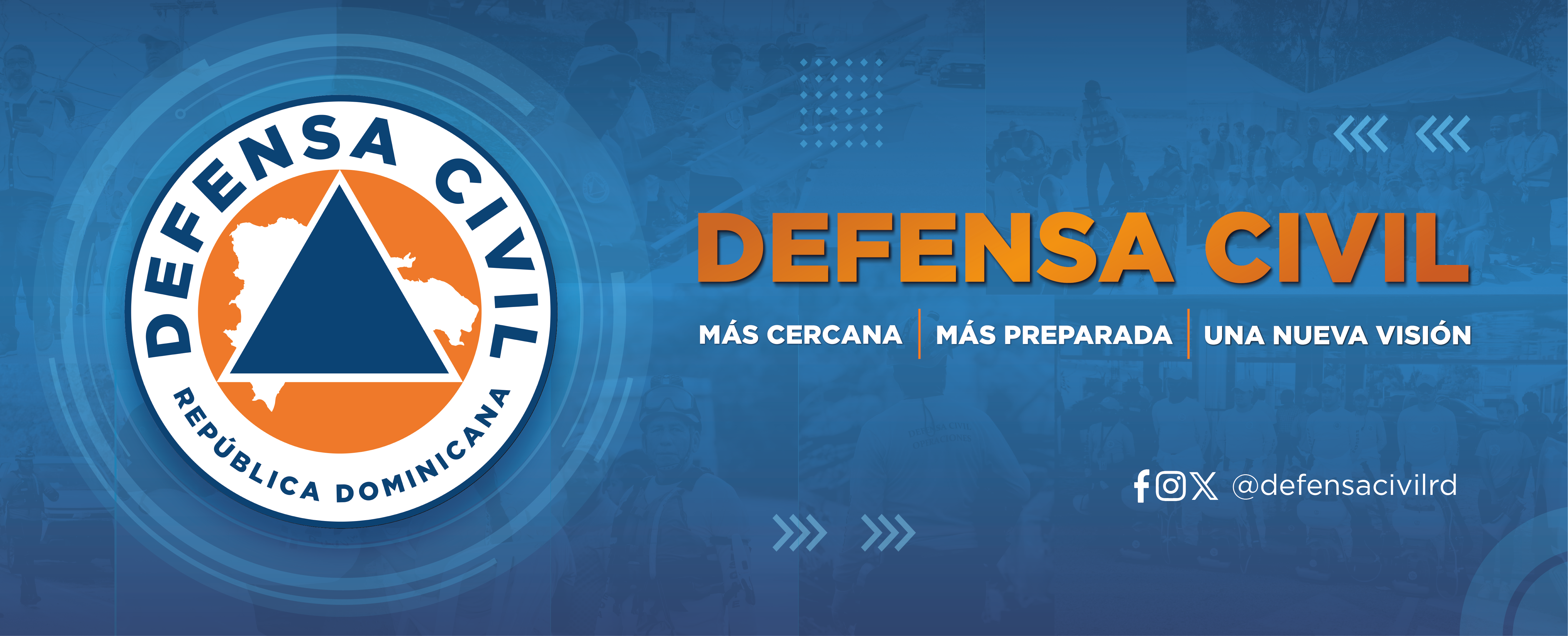 banner defensa civil dominicana, m&aacute;s cercana, m&aacute;s preparada, una nueva visi&oacute;n